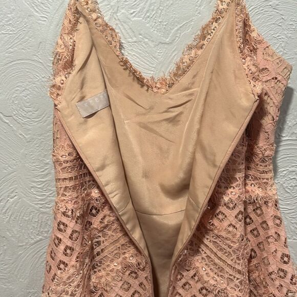 Keepsake the Label Bridges Lace Handkerchief Mini Dress Blush Size Large - Picture 7 of 8